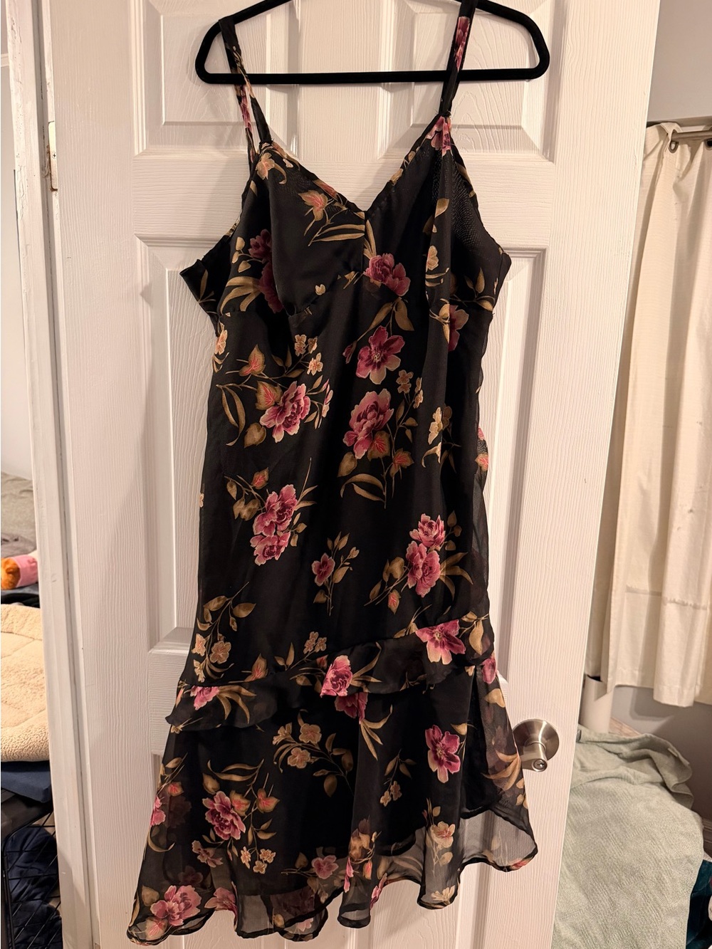 Vintage Millie Gabrielle Floral slip dress Y2K sheer layered mini dress size 3X